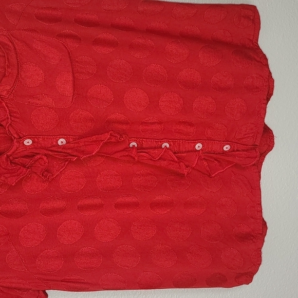 Maeve by Anthropolgie Red Ruffle Polka Dot Top - Picture 6 of 10